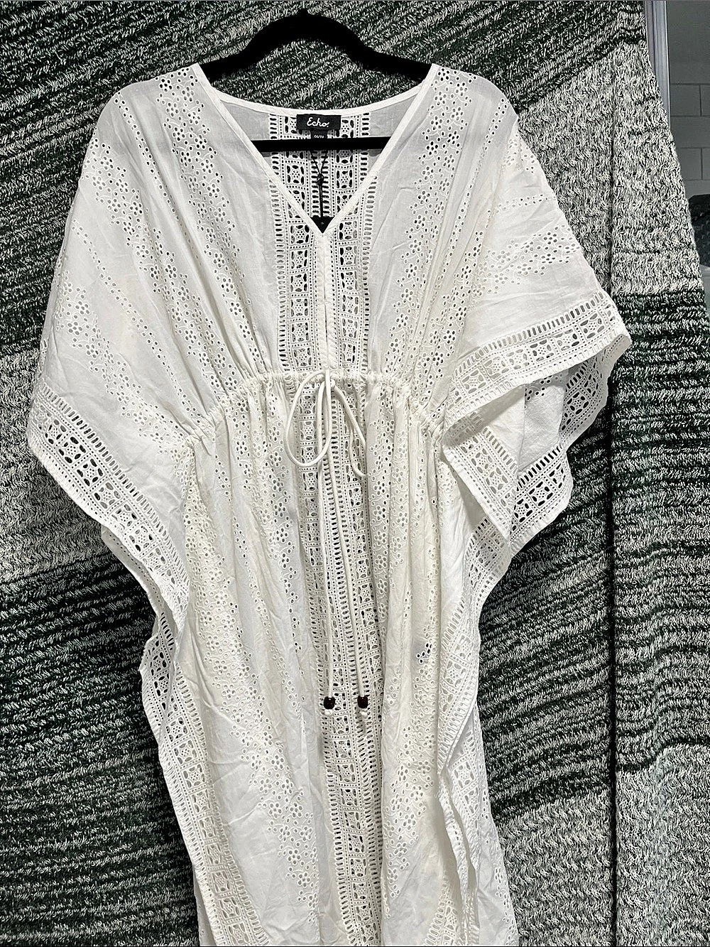 Echo EB0490 Eyelet Crochet Swim Cover-Up in White NWT